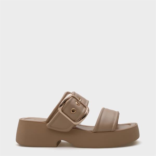 Capone Merry Wedge Heel Double Strap Buckled Women Beige Comfort Sandals image 2