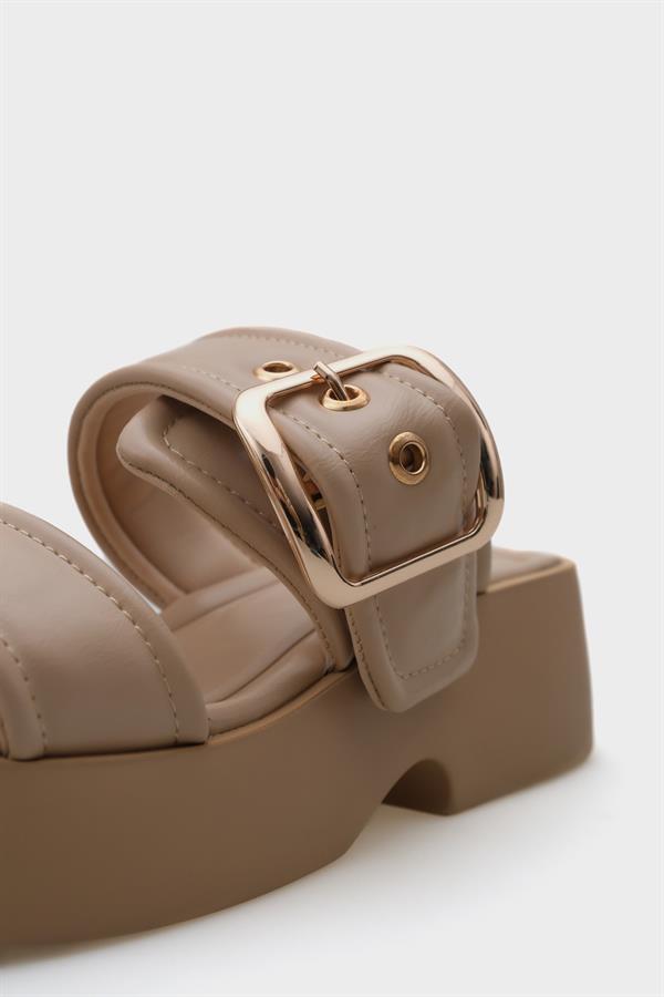 Capone Merry Wedge Heel Double Strap Buckled Women Beige Comfort Sandals image 5