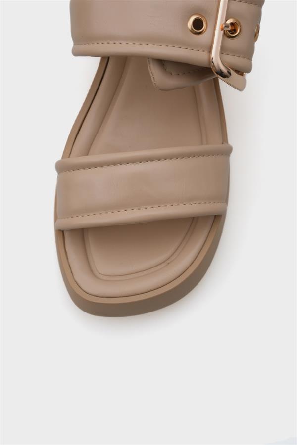 Capone Merry Wedge Heel Double Strap Buckled Women Beige Comfort Sandals image 4