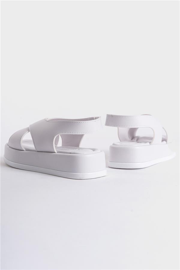 Capone Dena Wedge Heeled Cross Strap Women White Sandals image 3