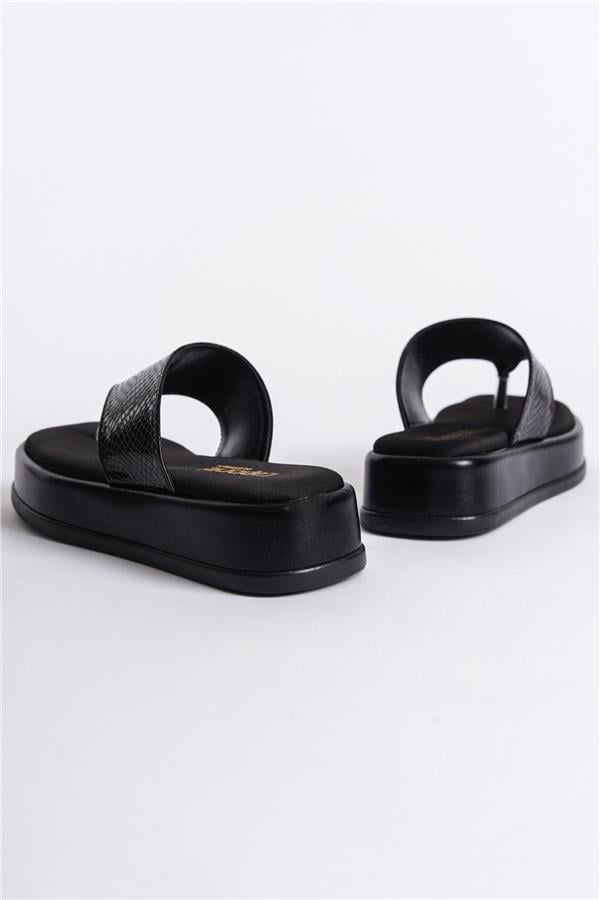 Capone Wedge Heeled Crystal Embellished Thong Women Metallic Black Sandals image 3