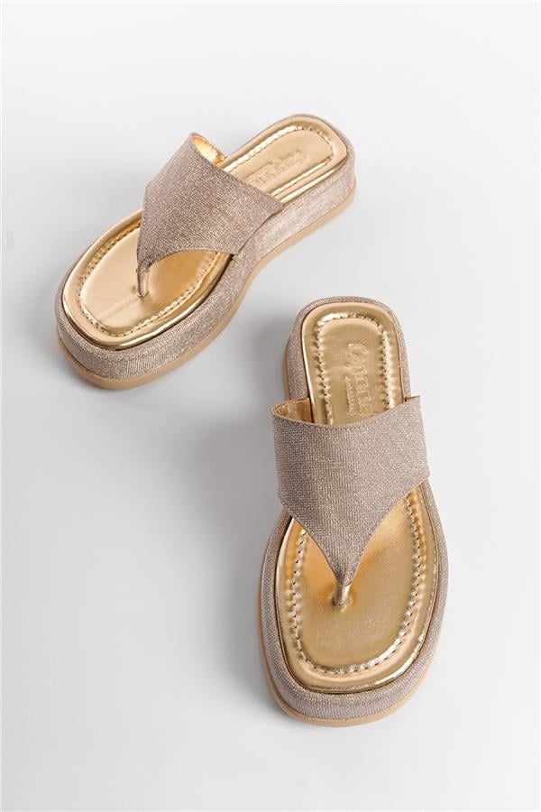 Capone Margalo Wedge Heeled Crystal Embellished Thong Women Gold Sandals image 4