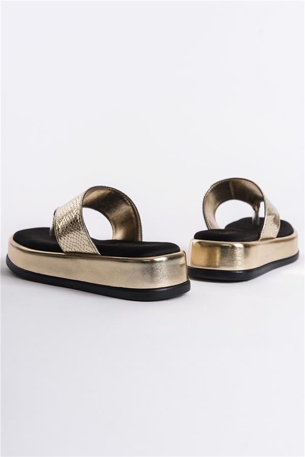 Capone Margalo Wedge Heeled Crystal Embellished Thong Women Metallic Gold Sandals image 3