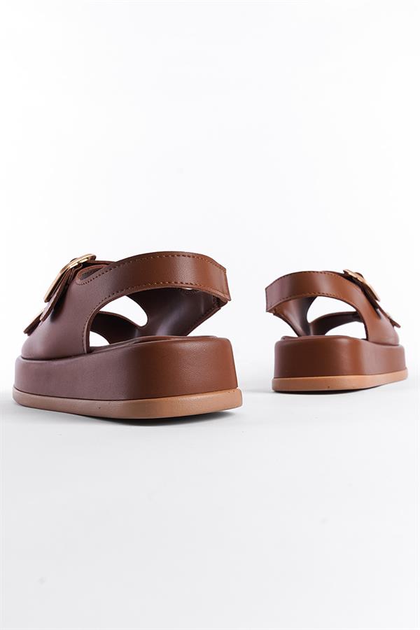 Capone Wedge Heeled Double Strap Buckle Women Tan Sandals image 4