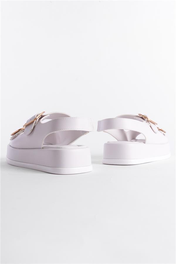 Capone Wedge Heeled Double Strap Buckle Women White Sandals image 3