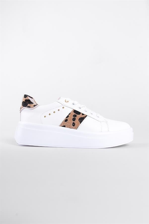 Capone Flory Women White Leopard Sneakers image 3
