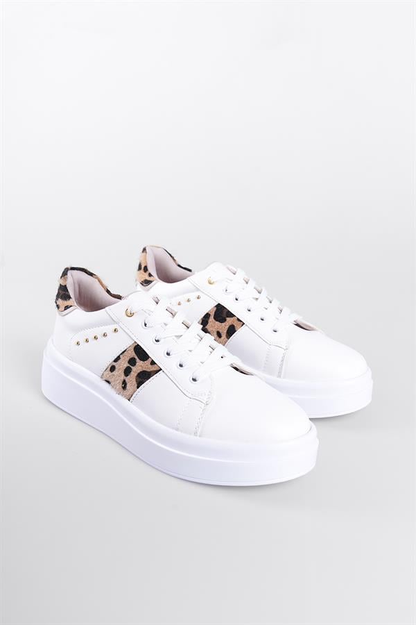 Capone Flory Women White Leopard Sneakers image 2