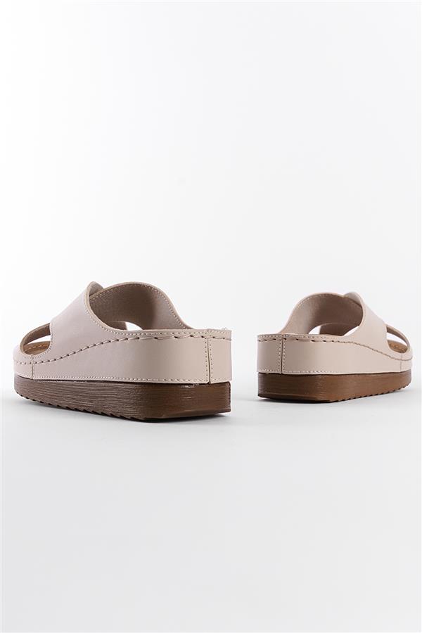 Capone Z0632 Women Beige Slide Comfort Anatomical Cross Band Sandals image 3