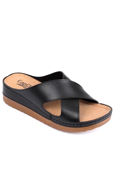 Capone Z0632 Women Black Slide Comfort Anatomical Cross Band Sandals image 3