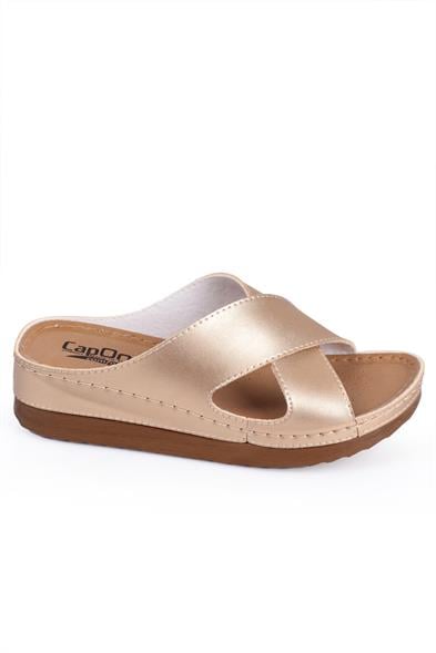Capone Kandy Z0632 Women Gold Slide Comfort Anatomical Cross Band Sandals image 4