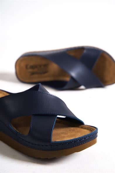 Capone Z0632 Women Navy Slide Comfort Anatomical Cross Band Sandals image 4