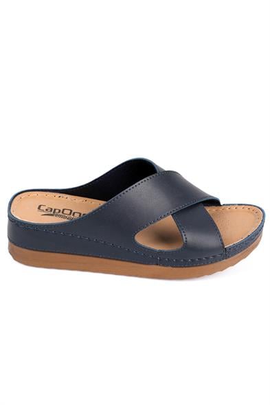 Capone Z0632 Women Navy Slide Comfort Anatomical Cross Band Sandals image 6