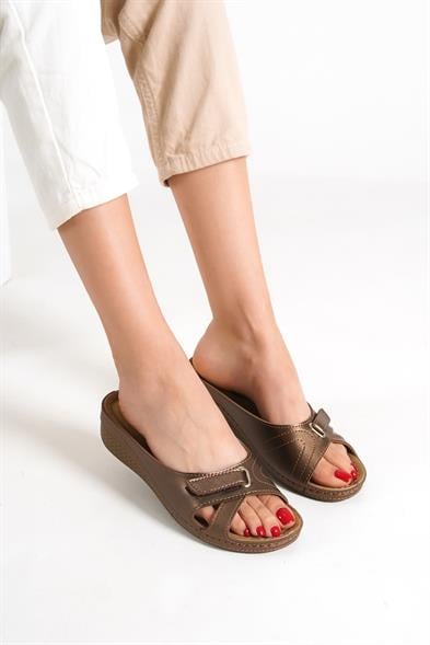 Capone Karen Z0777 Women Copper Slide Comfort Anatomical Sandals