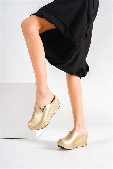 Capone Kally Z6188 Women Gold Platform V Clip Accessory Clog Sandals image 5