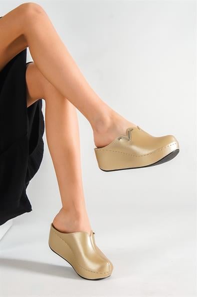 Capone Kally Z6188 Women Gold Platform V Clip Accessory Clog Sandals image 2
