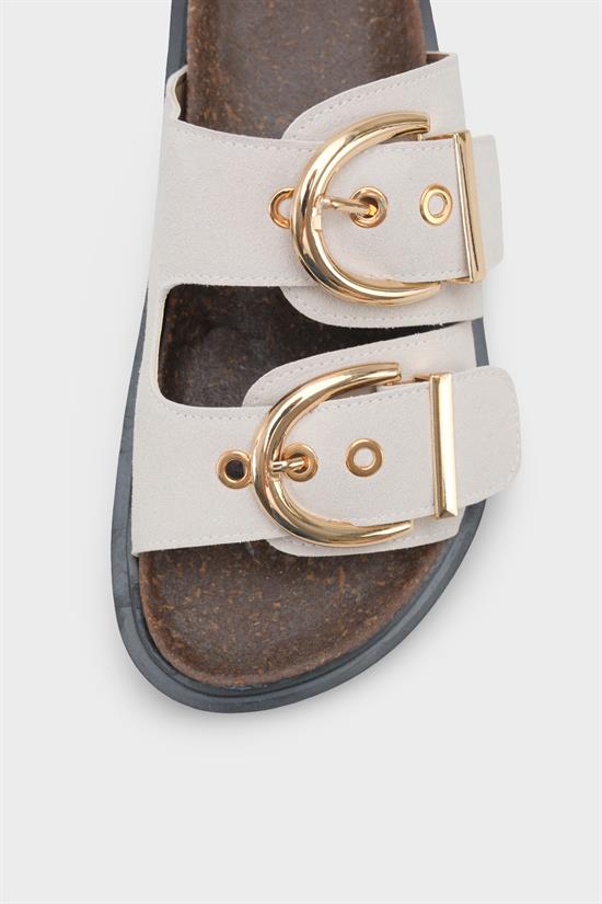 Capone  Zelda Flat Heel Metal Buckle Comfort Women Beige Sandal image 4