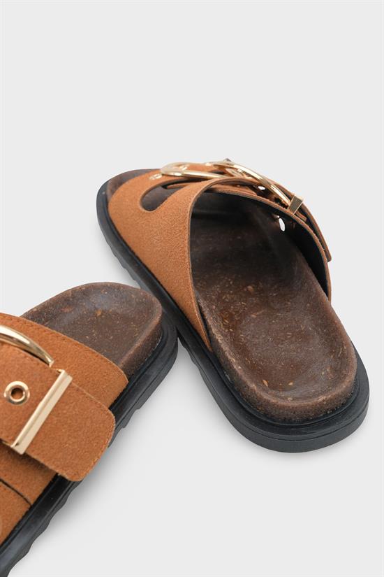 Capone  Zelda Flat Heel Metal Buckle Comfort Women Tan Sandal image 5