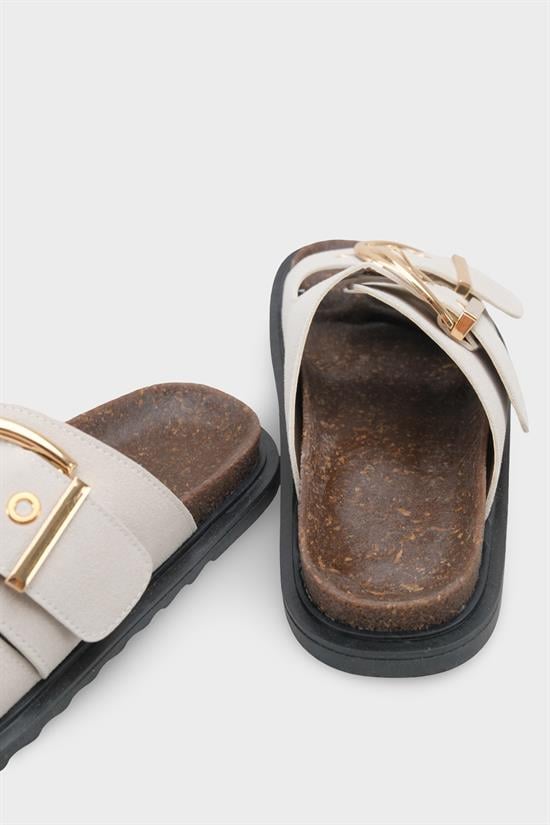 Capone  Zelda Flat Heel Metal Buckle Comfort Women Beige Sandal image 5