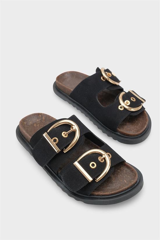 Capone  Zelda Flat Heel Metal Buckle Comfort Women Black Sandal image 3