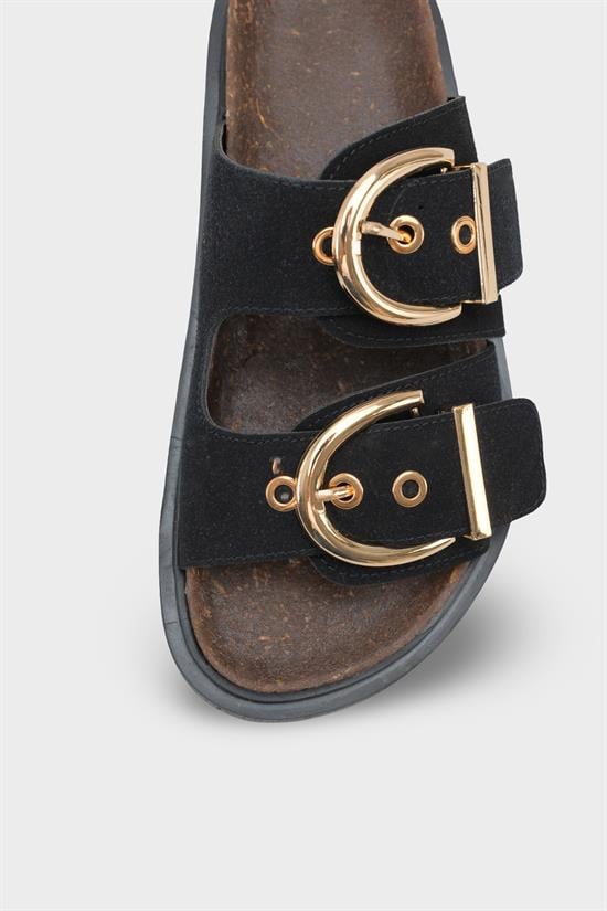 Capone  Zelda Flat Heel Metal Buckle Comfort Women Black Sandal image 4