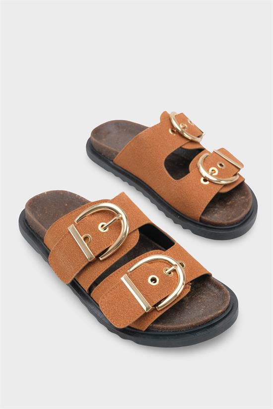 Capone  Zelda Flat Heel Metal Buckle Comfort Women Tan Sandal image 3