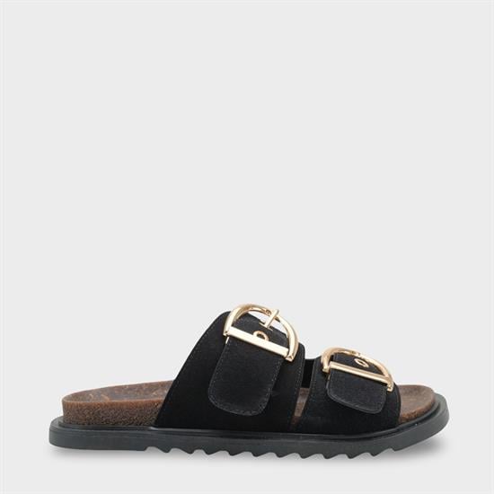 Capone  Zelda Flat Heel Metal Buckle Comfort Women Black Sandal image 2