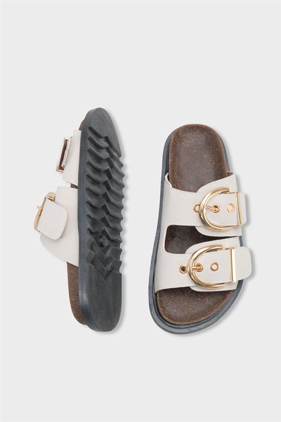 Capone  Zelda Flat Heel Metal Buckle Comfort Women Beige Sandal image 6