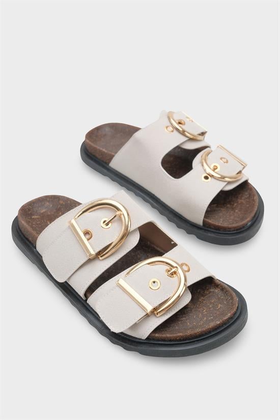 Capone  Zelda Flat Heel Metal Buckle Comfort Women Beige Sandal image 3