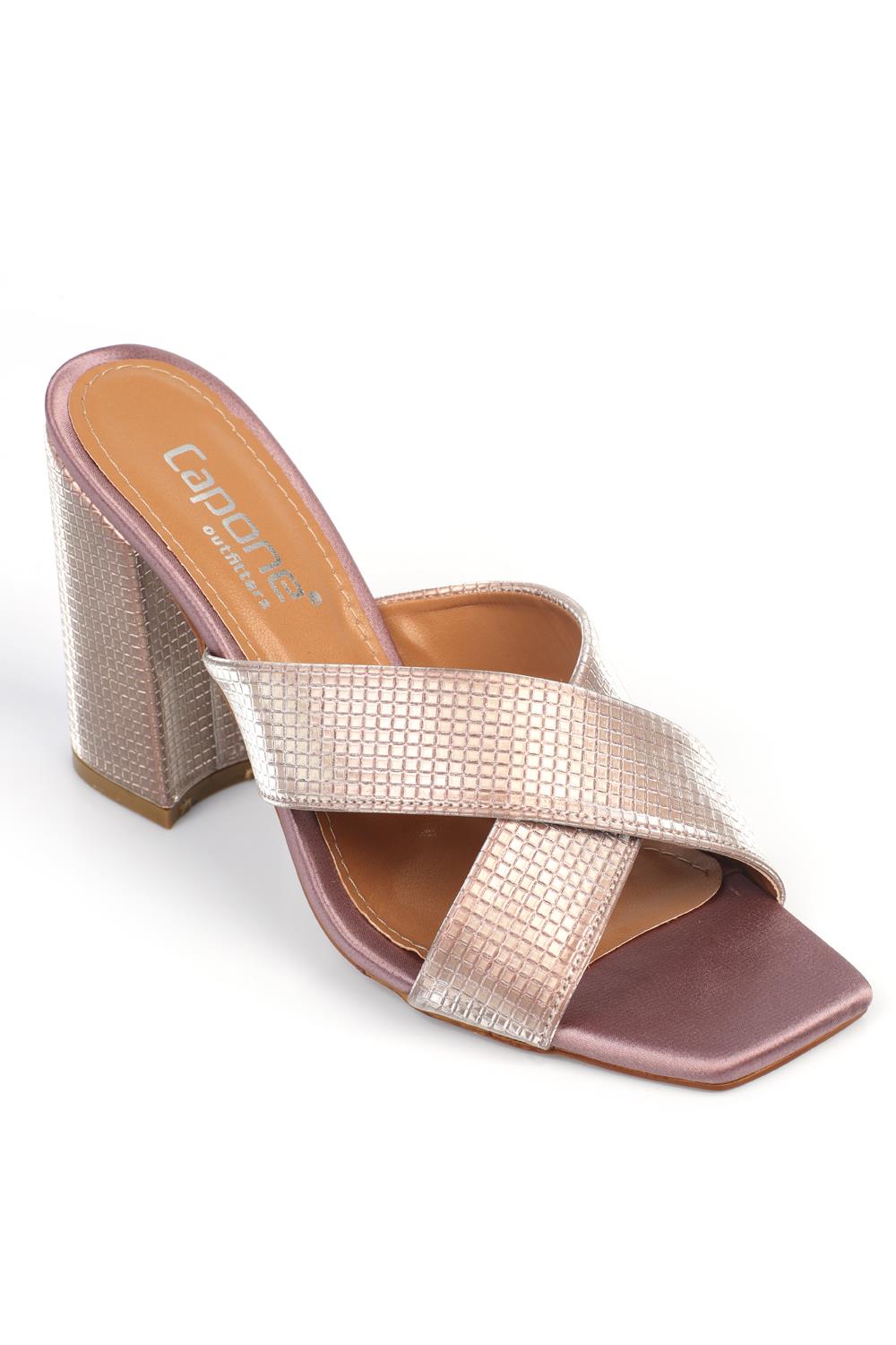 Capone 015 Block Heel Blunt Toe Women Rose Sandals