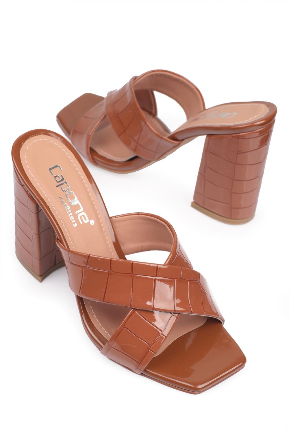 Tan block heel orders sandals