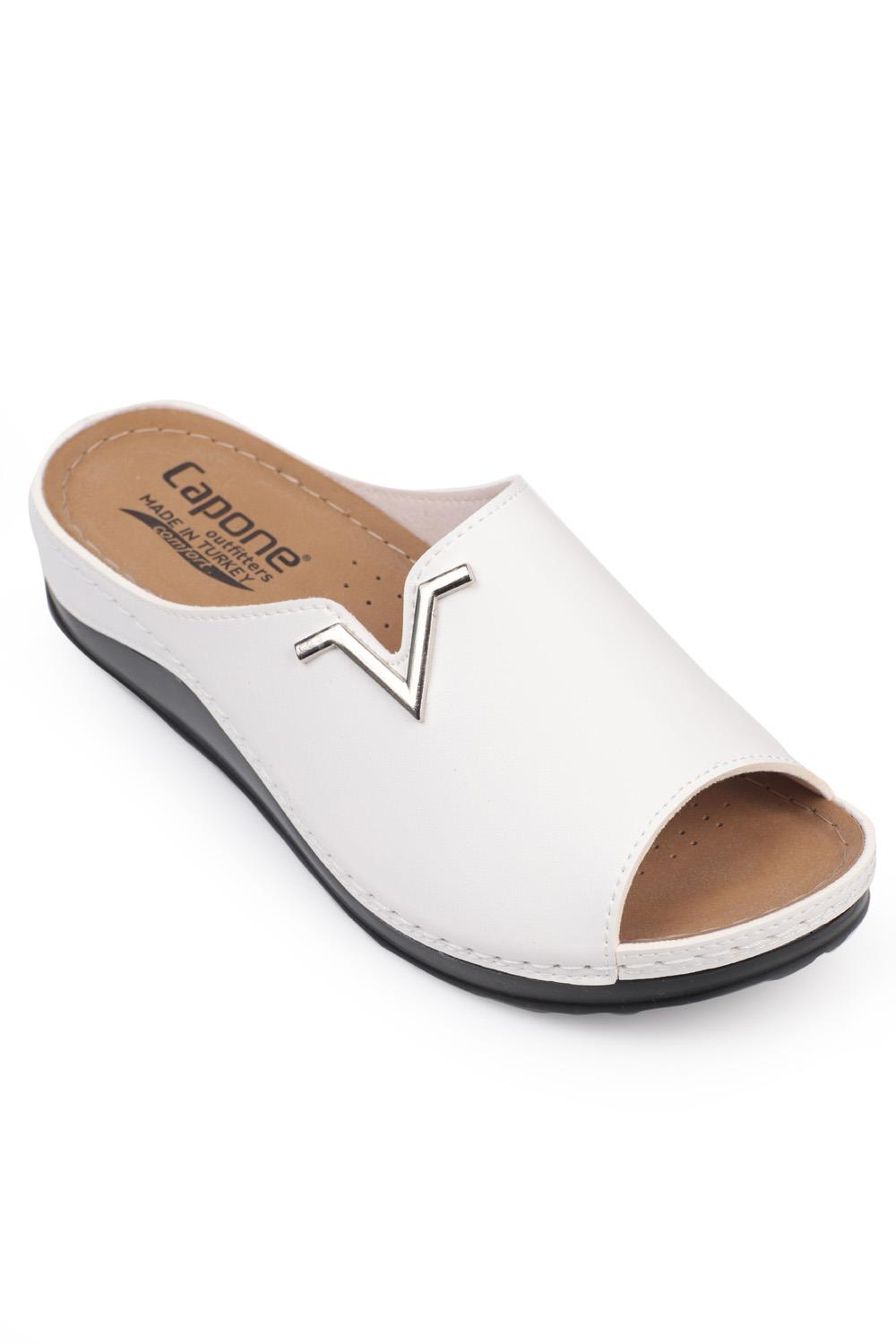 Capone 107012 Women White Slide Comfort Anatomical Sandals