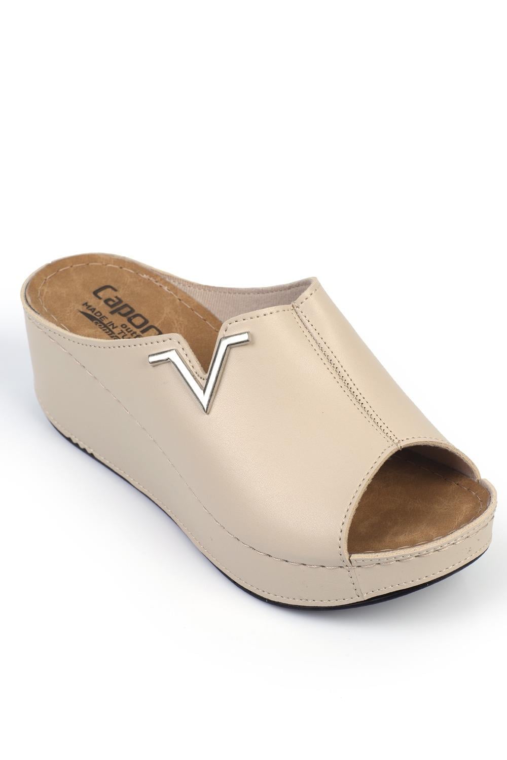 Capone 6145 Women Beige Platform V Clip Accessory Sandals