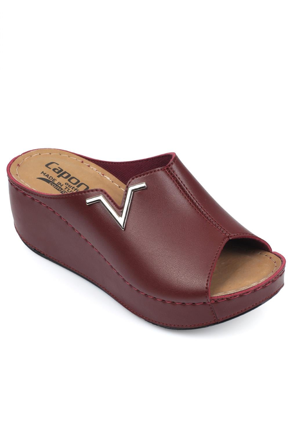 Capone 6145 Women Burgundy Platform V Clip Accessory Sandals