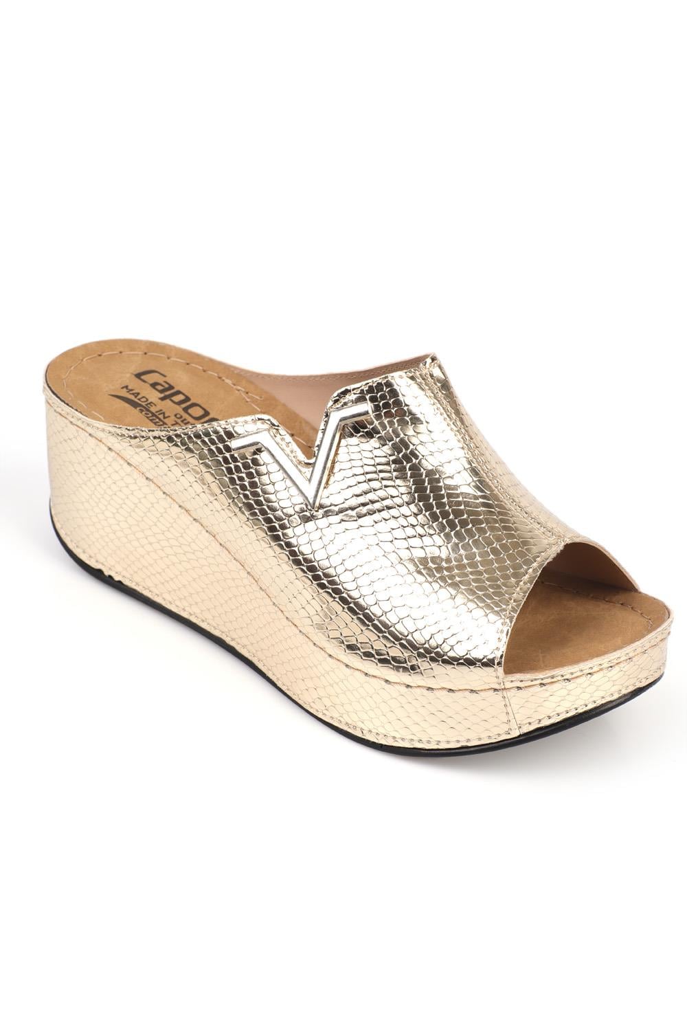 Capone 6145 Women Gold Platform V Clip Accessory Sandals