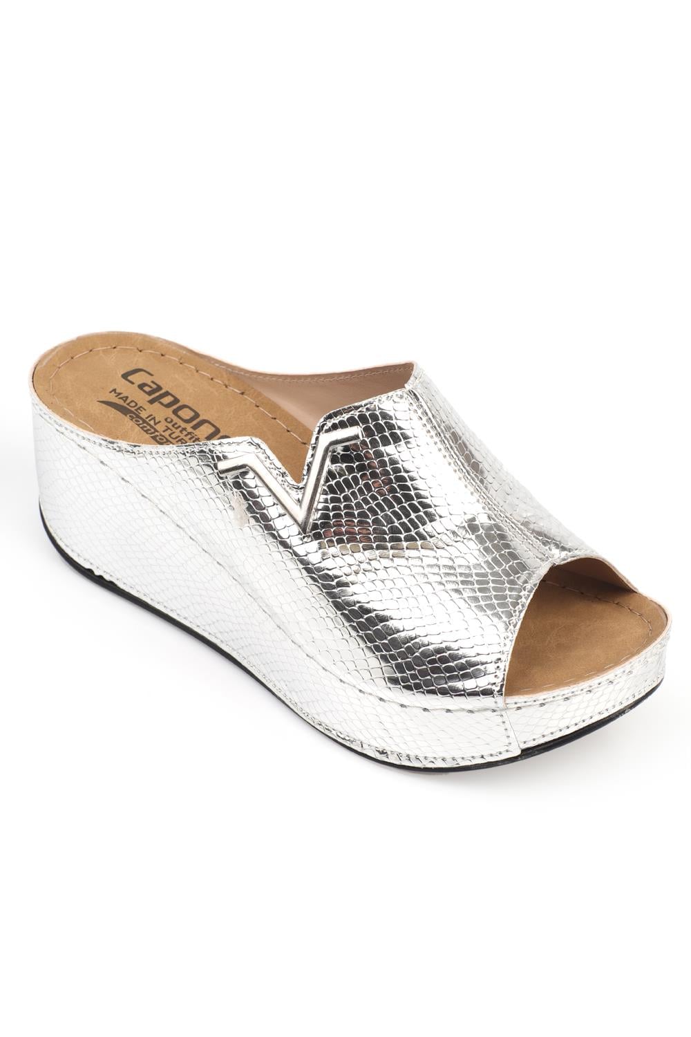Capone 6145 Women Silver Platform V Clip Accessory Sandals
