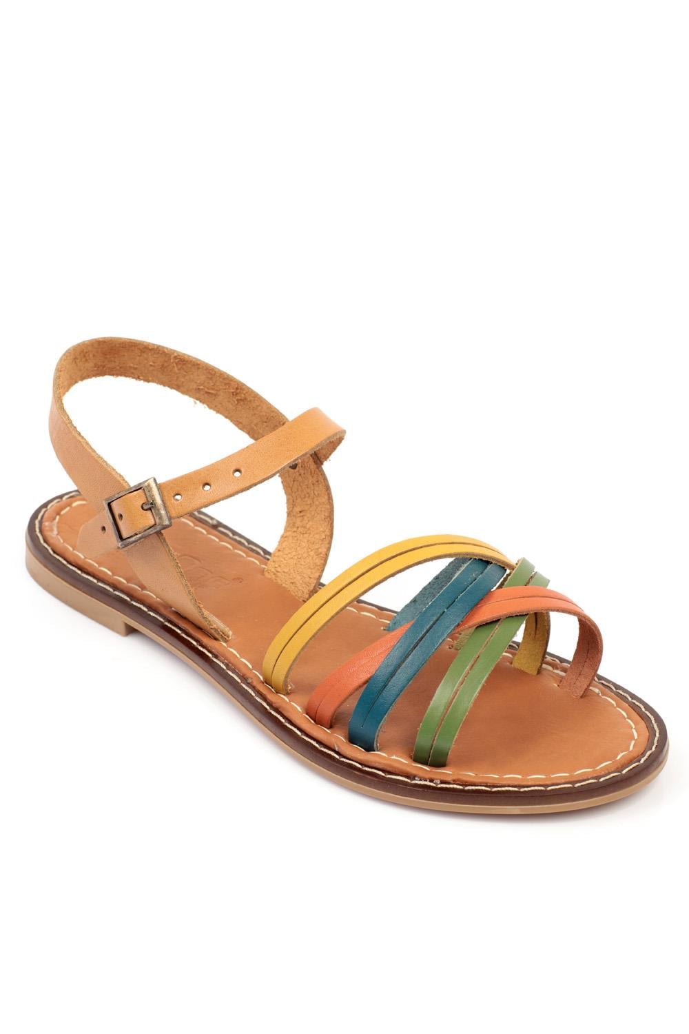Capone 830 Genuine Leather Women Multicolored Slingback Sandals