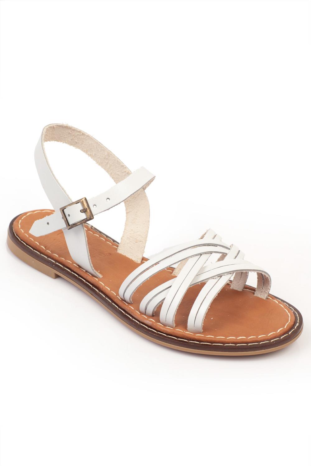 Capone 830 Genuine Leather Women White Slingback Sandals