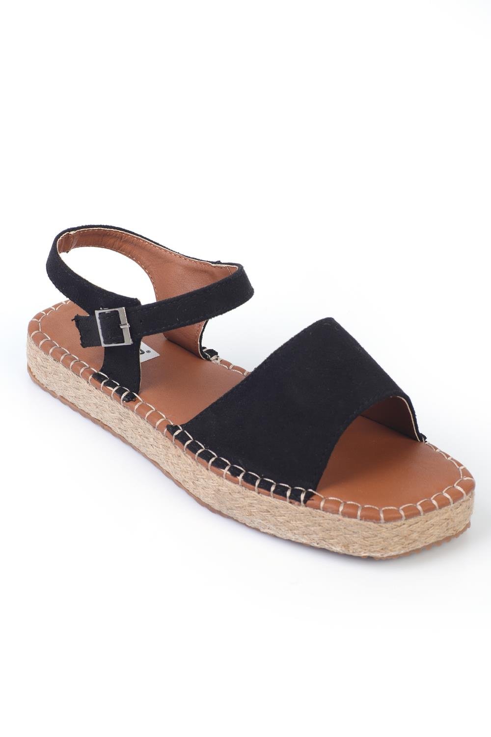 Capone Ankle Strap Open Toe Women Black Espadrilles