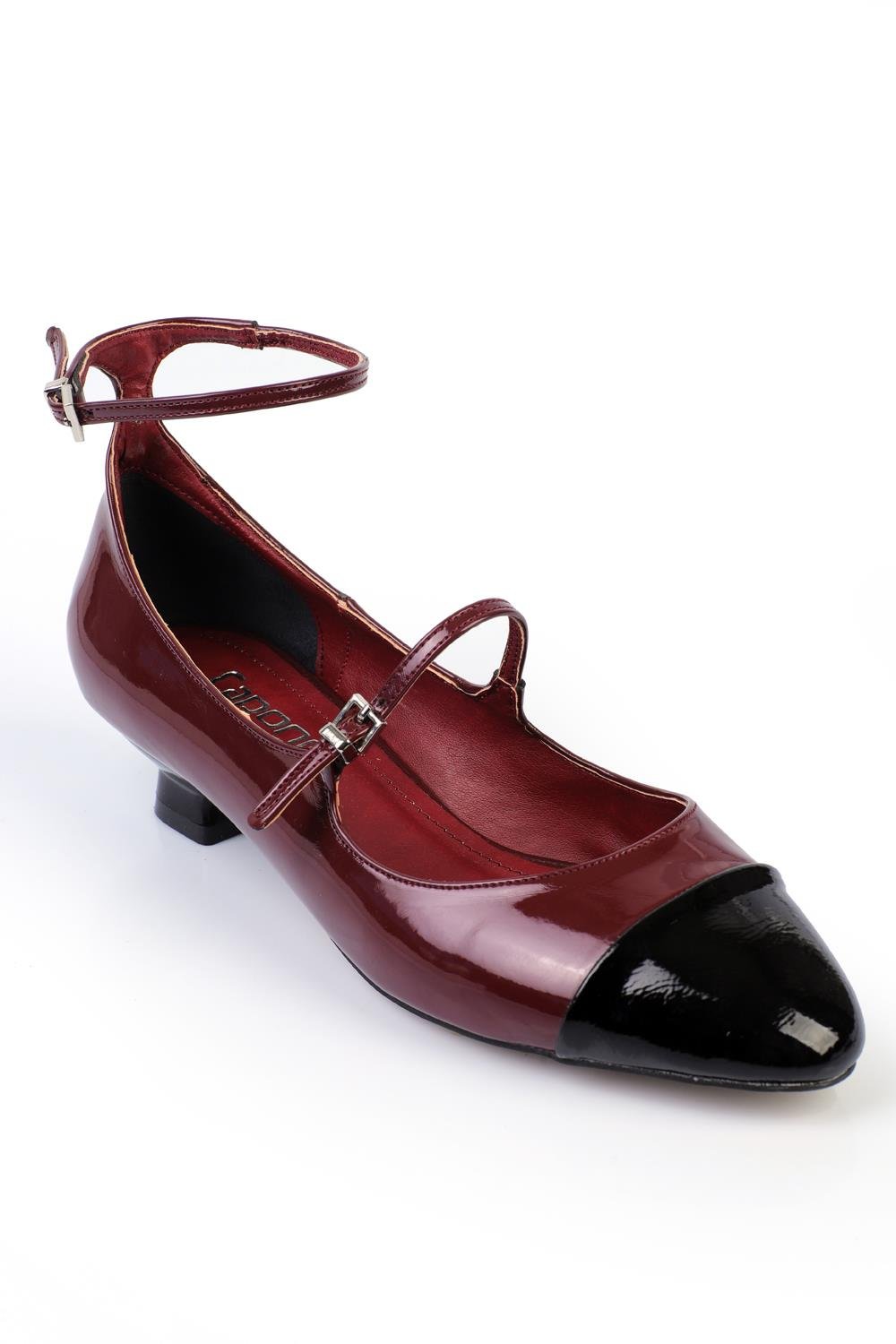 Capone Ankle-Strap Short-Heeled Women Burgundy Shoes