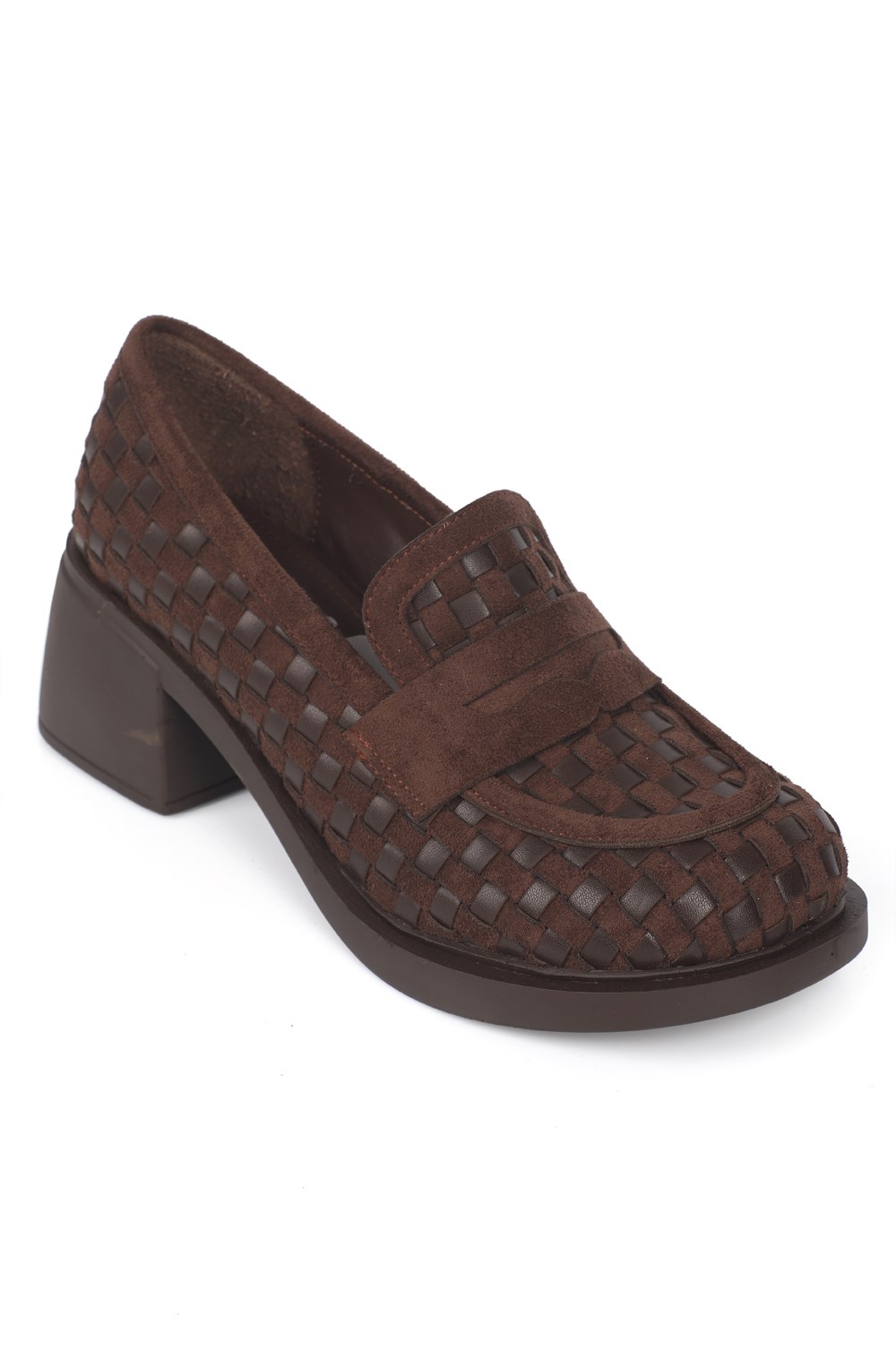 Capone Bellina Handwoven Suede Look Women Sued Brown Loafer