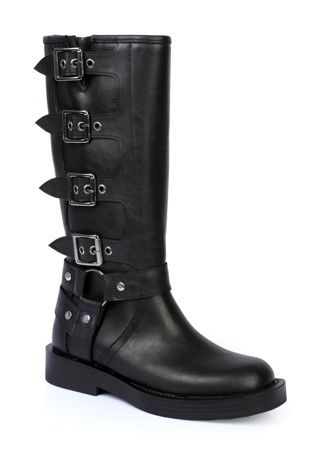 Capone Biker Zippered Women Black Boots