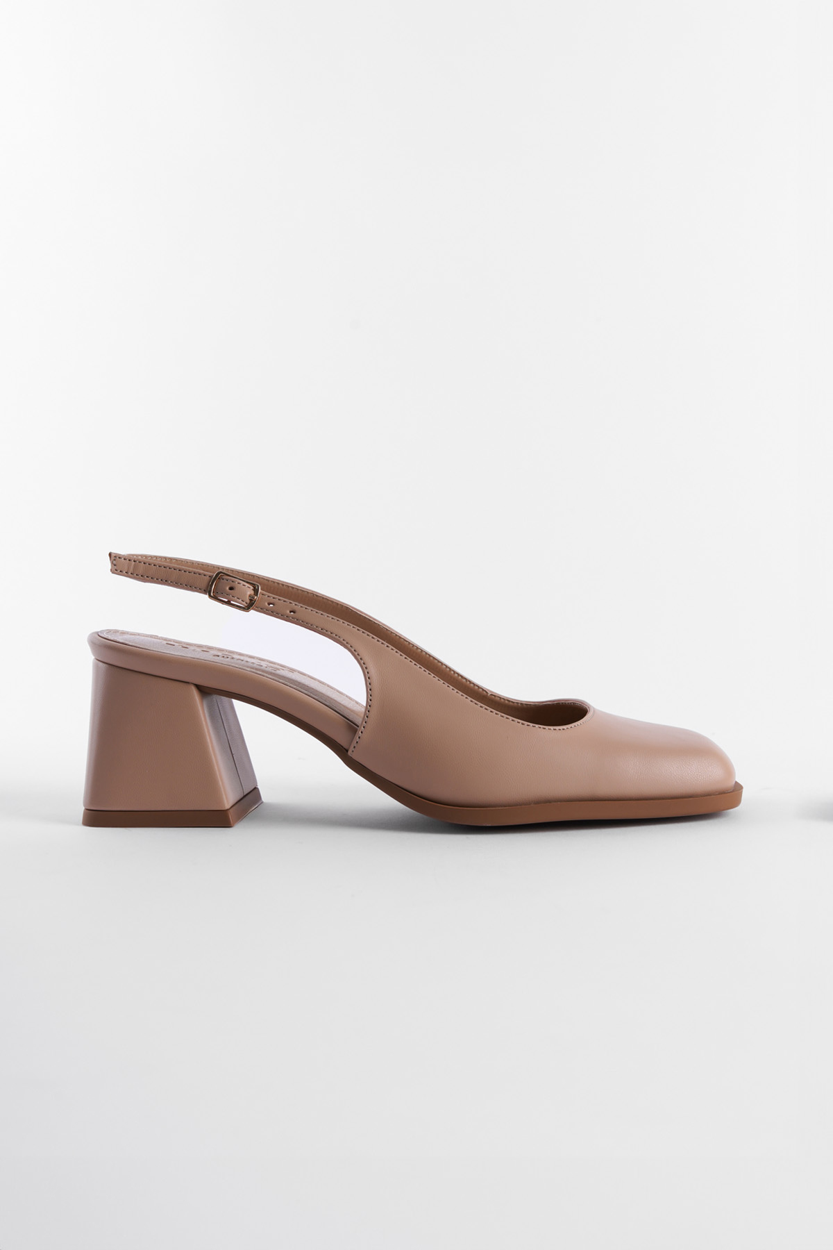 Capone Blunt Toe Block Heeled Slingback Patent Woman Shoes