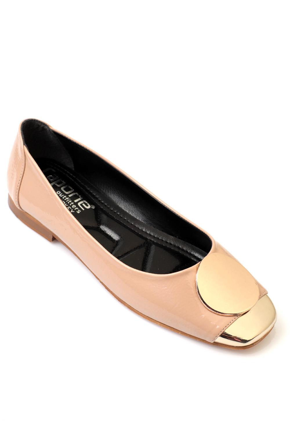 Capone Burnu Metalic Metalic Bouckle Chic Ballet Women Nude Flats