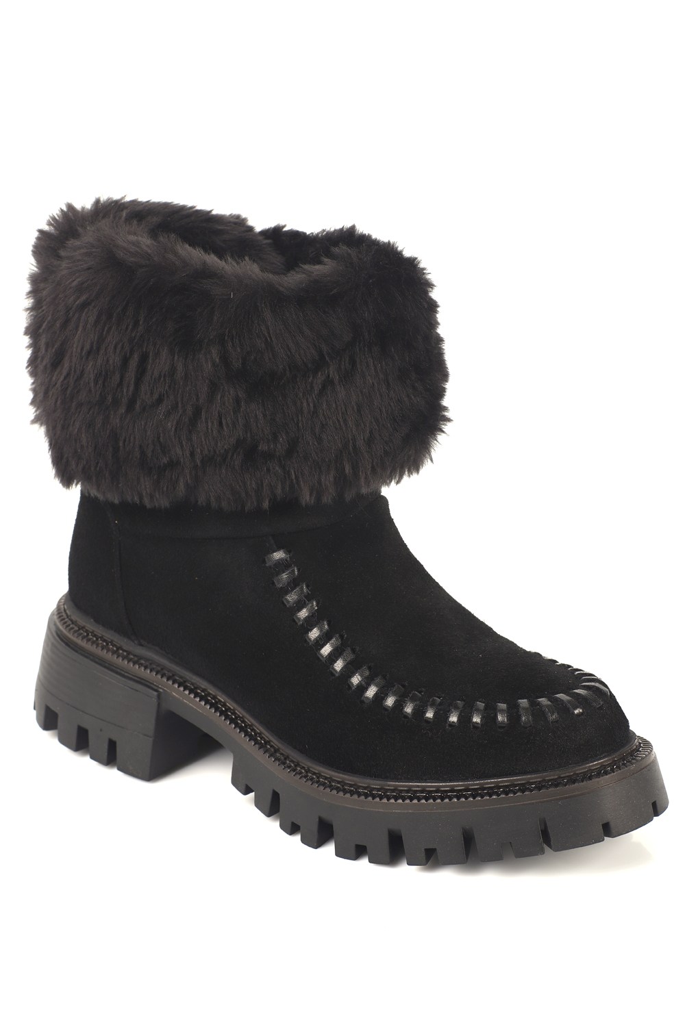 Capone Catherina Genuine Suede Genuine Fur Women Black Long Boot