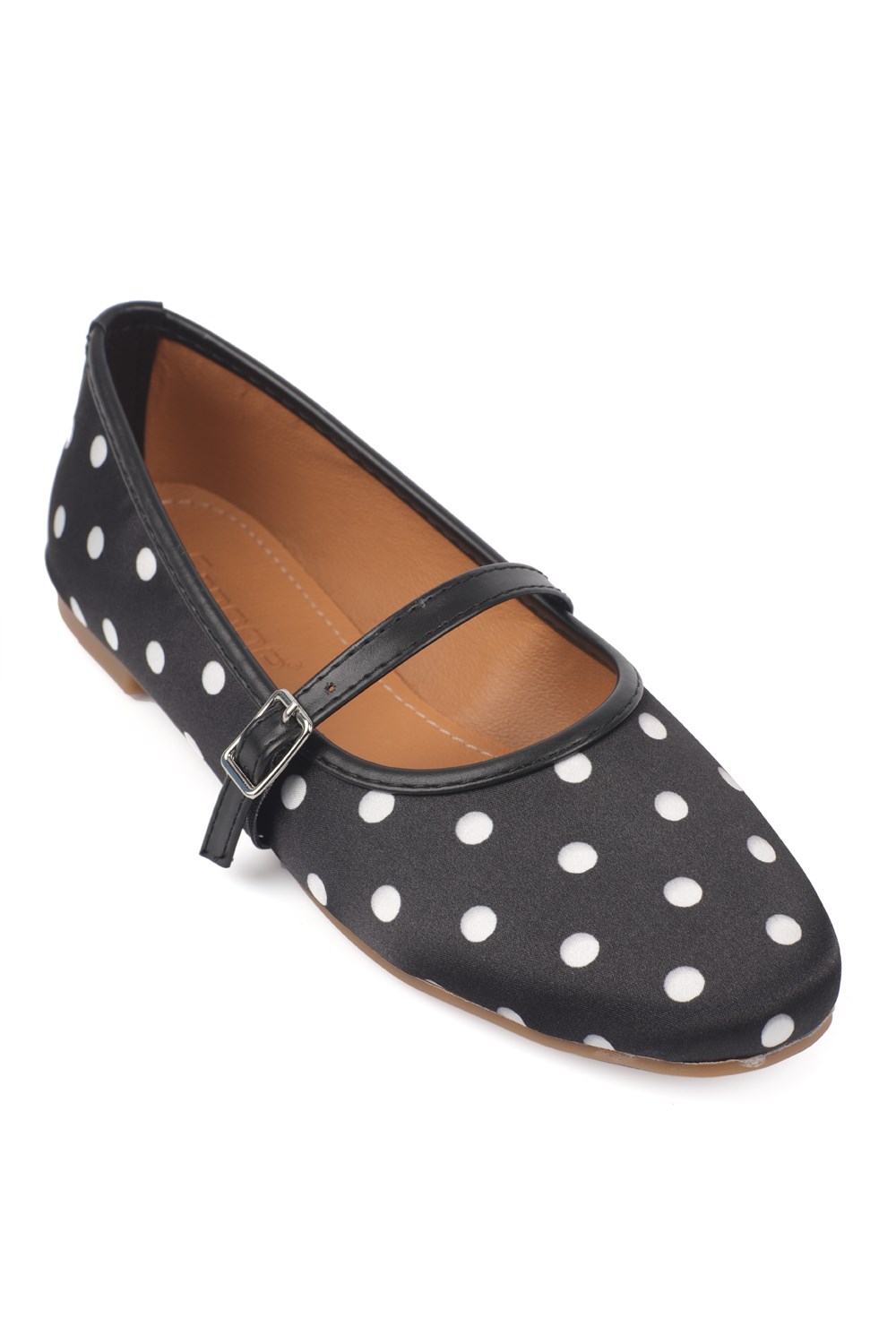 Capone Cathryn Buckle Strap Polka Dot Women Black Ballet Flat