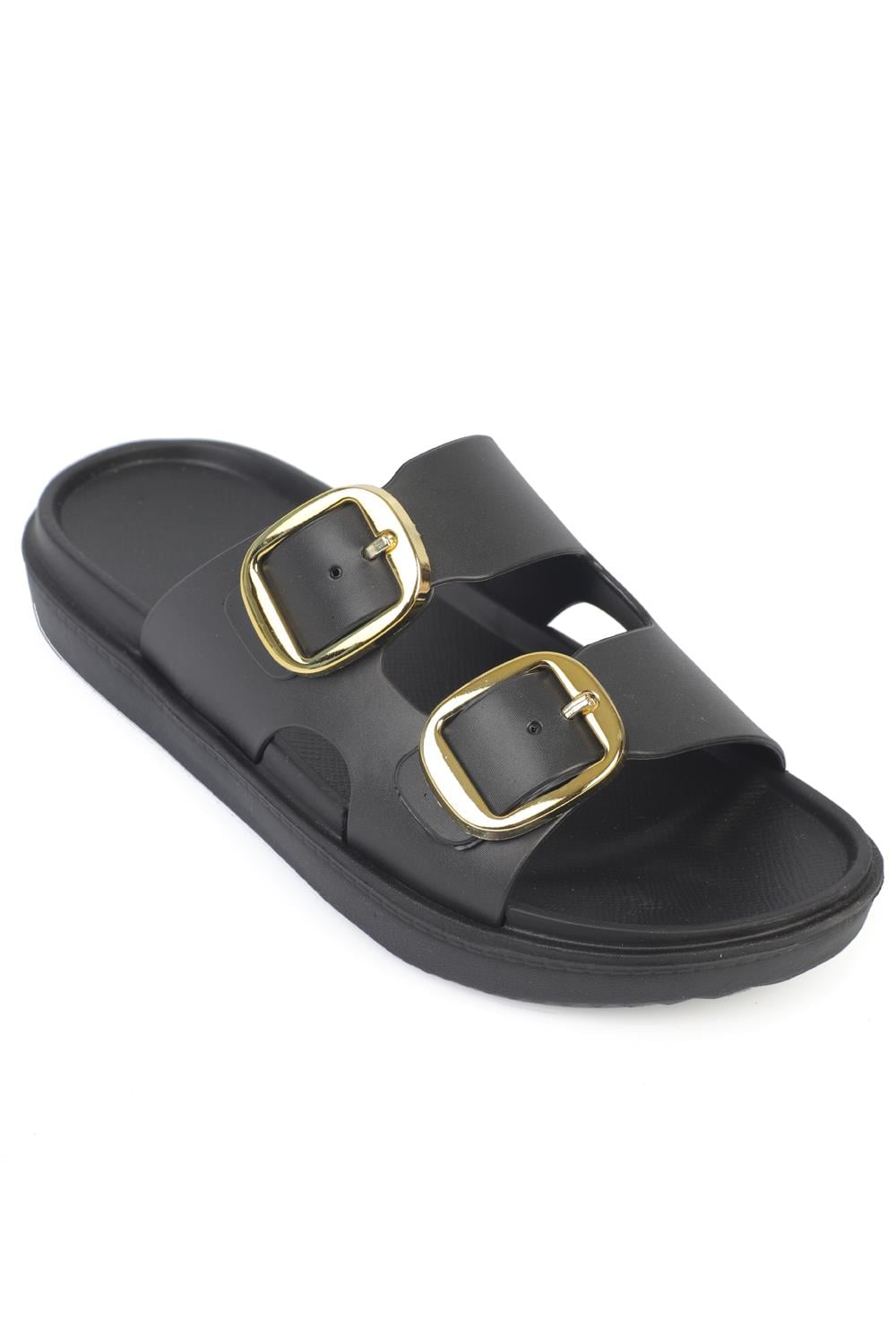 Capone Clarita EVA Double Buckle Women Black & Black Sandal