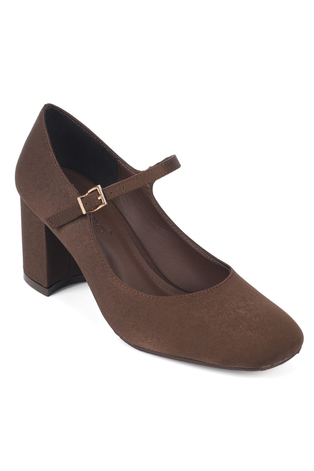 Capone Codie Mid Heel Women Satin Brown Mary Jane Shoes