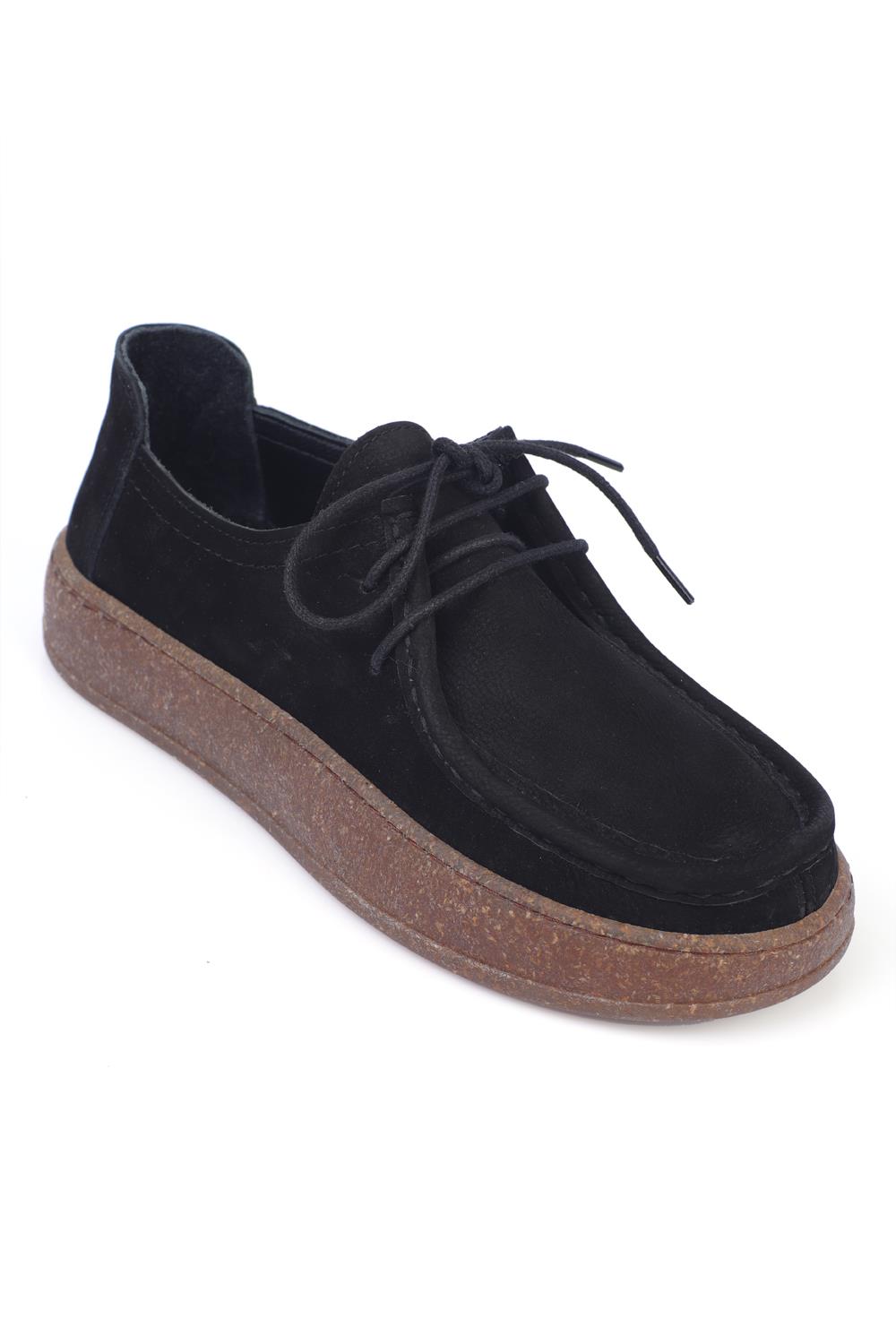 Capone Cork Sole Leather Women Black Loafer
