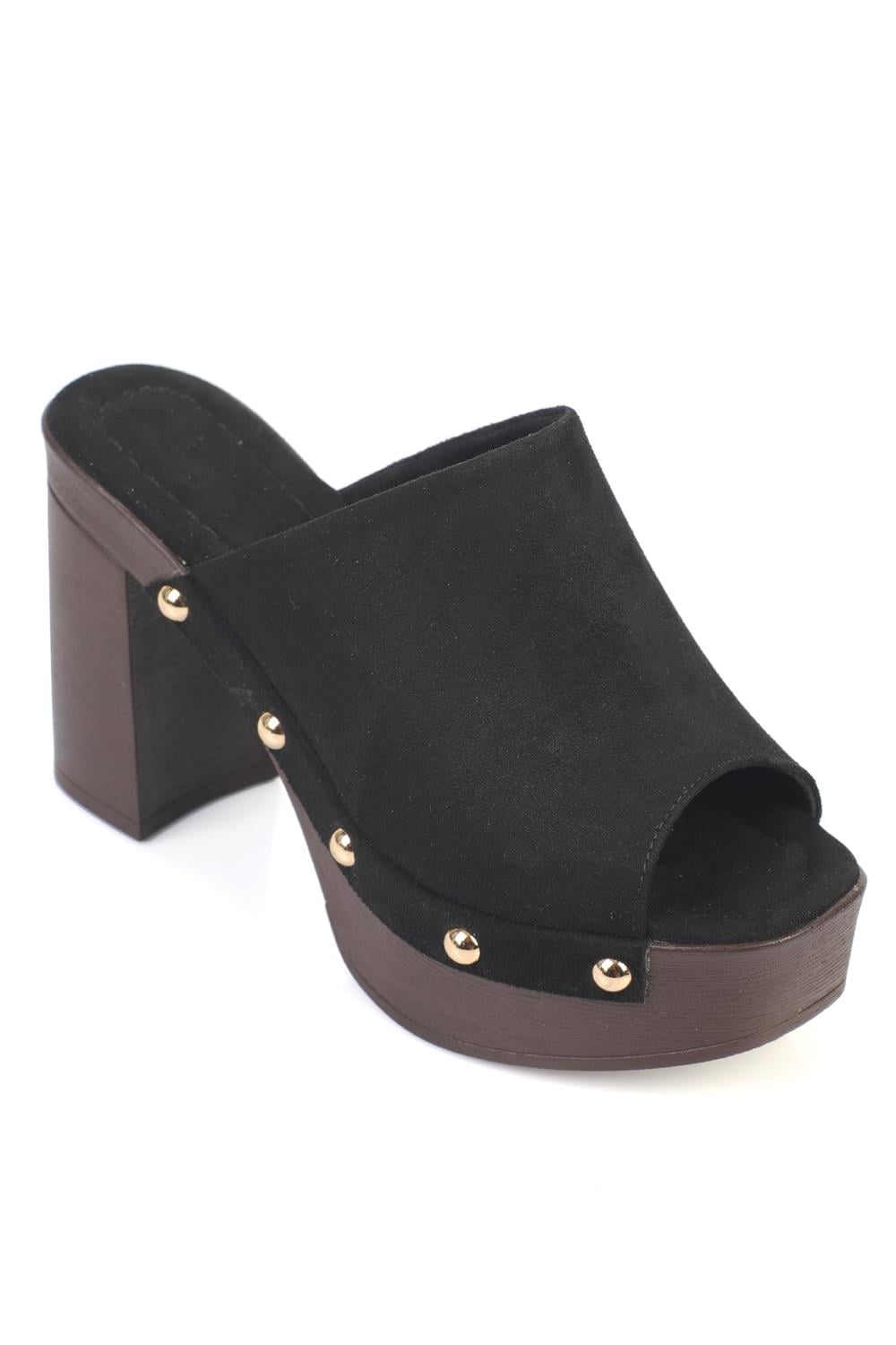 Capone Cornelle Platform Suede Look Single Band Women Sued Black Clog