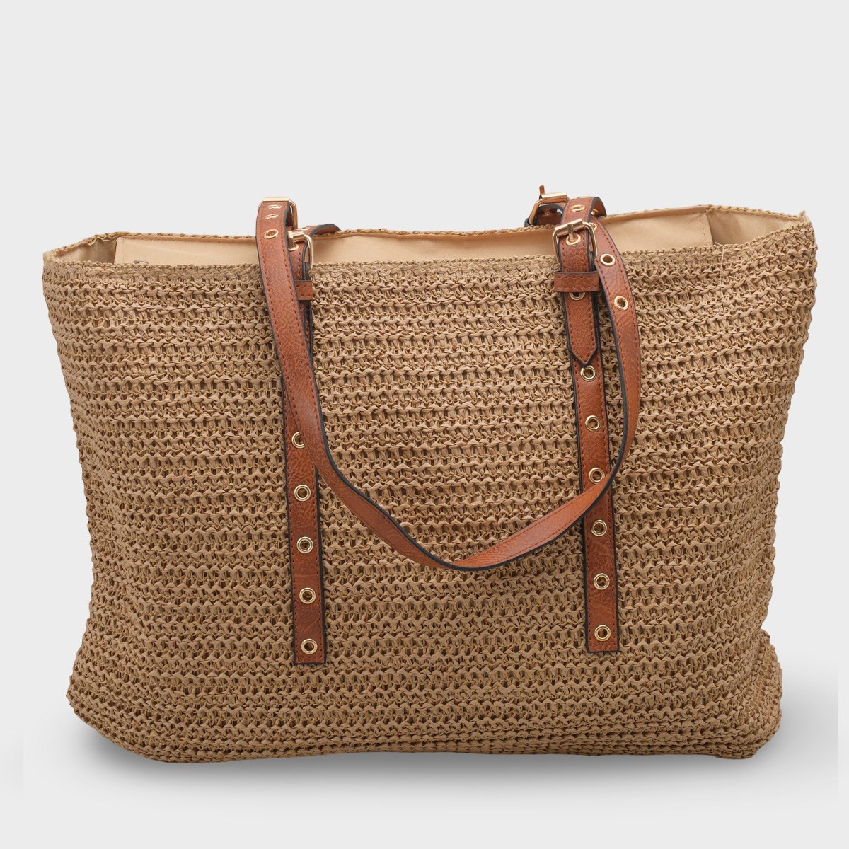 Capone Costa Blanca Raffia Look Women Mink Tote Bag